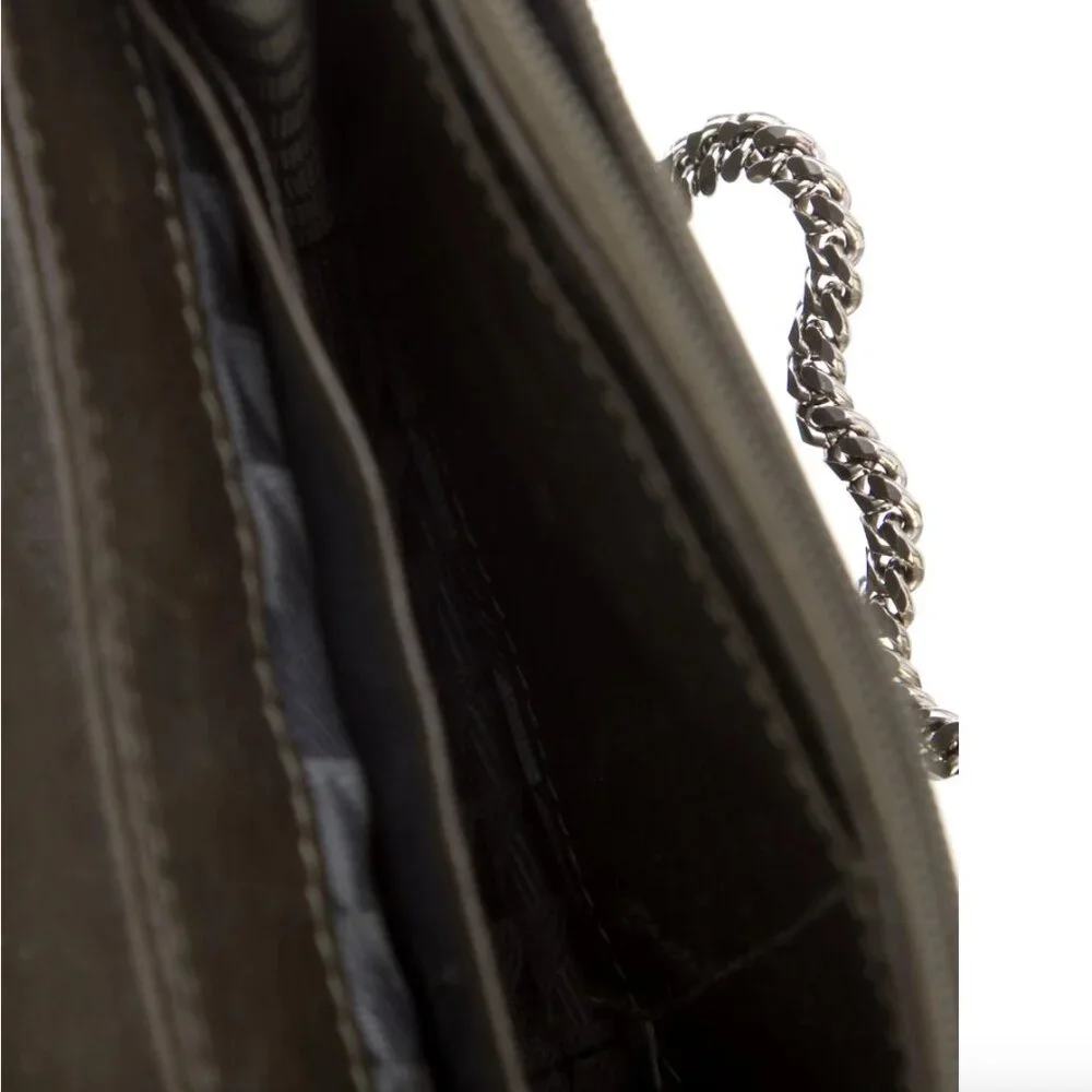 Pre-loved Proenza Schouler PS1 Leather Chain-Link Crossbody Wallet Bag in Gray!